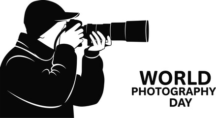A silhouette of a photographer taking a photo world photography day, celebrating the art of capturing moments and visual storytelling