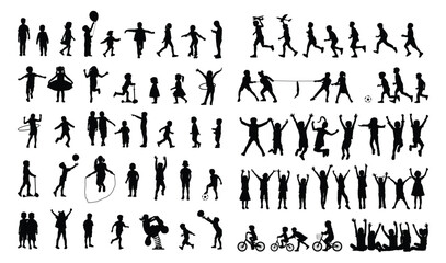 Kids silhouettes. Collection of children silhouettes set