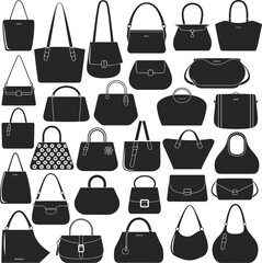 Elegant Handbag Silhouette Collection Featuring Modern, Trendy, Classic, and Chic Purse Designs for Fashion, Lifestyle, and Accessories Themes