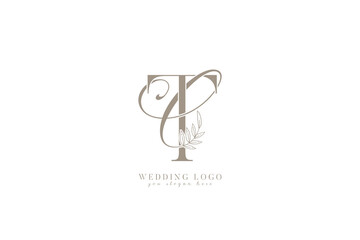 CT TC monogram wedding logo with initial letters 