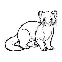 A marten illustration vector style coloring page 
