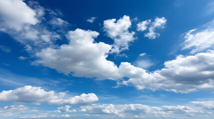 Fototapeta premium Calm atmosphere with fluffy clouds in bright sky