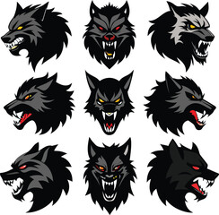 Vector Asset Pack of Werewolves in a Single Line Art Style