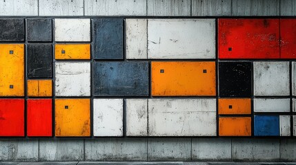 Abstract wall panel, geometric shapes, vibrant colors
