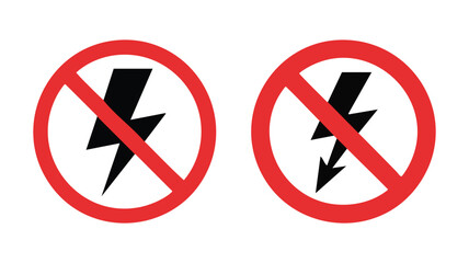 Obraz premium No Electricity Sign Vector: Prohibition Symbol for High Voltage and Electrical Hazards, Safety Warning Icon for Danger Zones and Equipment Labels