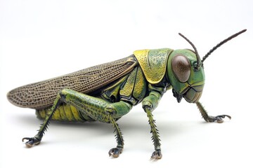 Wartbiter grasshopper in vibrant green hues showcasing detailed anatomy and unique textures, Wart-biter grasshopper green cricket