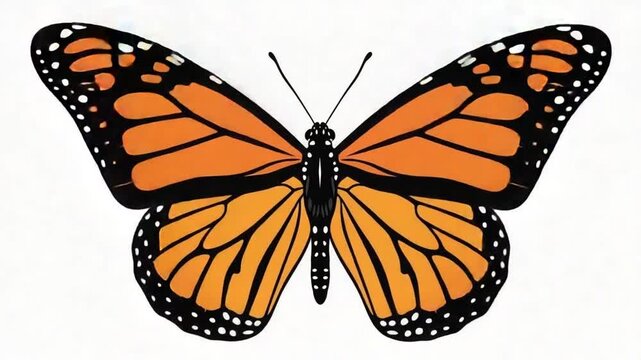 Vividly Detailed Illustration of a Monarch Butterfly Showcasing Its Striking Orange and Black Wings with Unique Patterns Perfect for Educational and Artistic Uses in Nature-themed Media