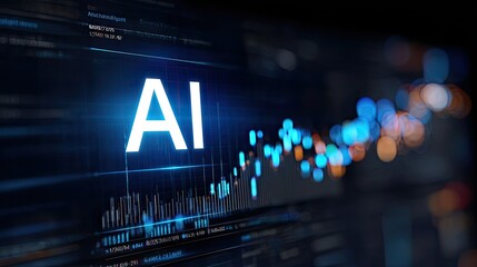 Obraz premium AI Technology Display: A futuristic digital display showcasing the powerful potential of artificial intelligence, illuminating the innovative world of technology, data, and information. 