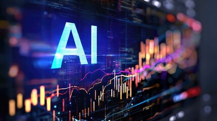 AI and Data Visualization: A modern visual that represents artificial intelligence's core of data and visualization through complex charts. 