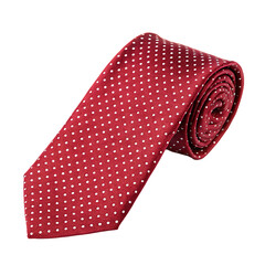 A red silk tie with white polka isolated on a transparent background png