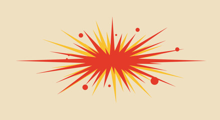 Retro Style Explosion Graphic with Red and Yellow Rays