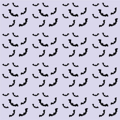 Seamless Halloween Bat Pattern on Pastel Purple Background
