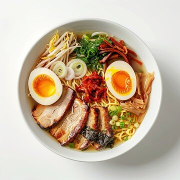 Delicious ramen bowl ingredients