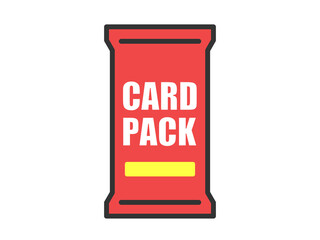 トレーディングカードの、パックのアイコン（線画カラー）のイラスト