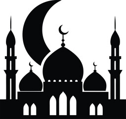 Iconic Silhouette of a Mosque at Sunset