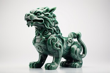 Intricate jade lion sculpture art