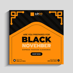 Black November Fashion Sale Social Media Post Banner Template