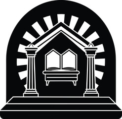 Interior View of a Synagogue Focusing on the Torah Ark