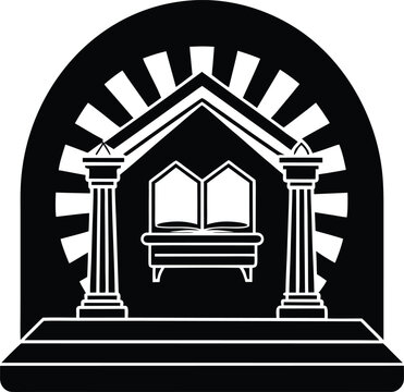 black and white library building design clip art preview