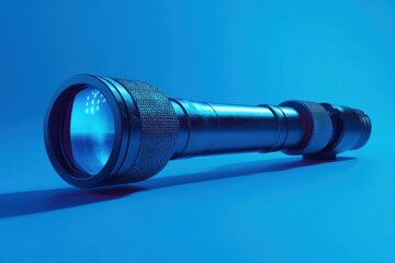 Digital scope exploring a vibrant blue background for innovative scanning technology, digital scope scanning over blue background