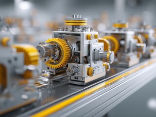 Detailed Vector Illustration of Factory Assembly Line Segment