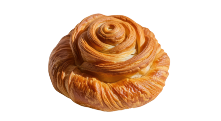 A goldenbrown pastry with a swirl pattern isolated on white isolated on transparent background