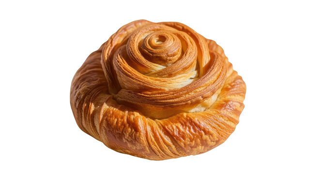 A goldenbrown pastry with a swirl pattern isolated on white isolated on transparent background