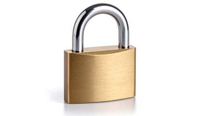 Gold padlock on white background