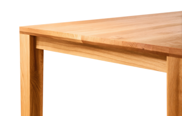 Close-up of a light-colored wooden table corner (1)