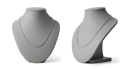 Necklace bust Jewelry display stand, isolated on white, gray