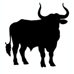 black and white bull silhoutte