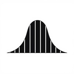 Simple black normal distribution curve illustration with vertical stripes, representing statistical bell curve concepts for education or presentations