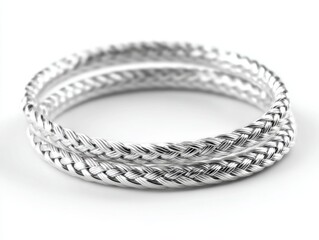 Elegant Braided Silver Bangles Set of Three Stackable Bracelets