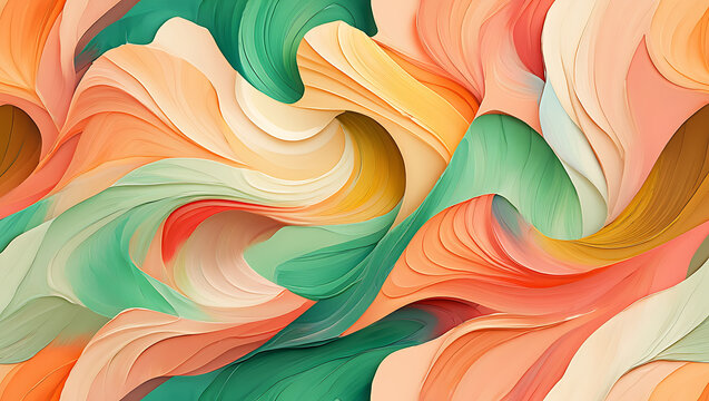 Swirling organic forms in pastel hues abstract peach