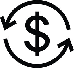 Obraz premium Black Dollar Sign with Circular Arrows Indicating Money Exchange or Money Flow