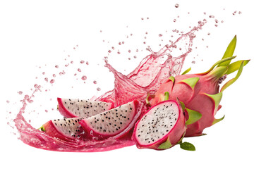 dragon fruit with water splash PNG Image