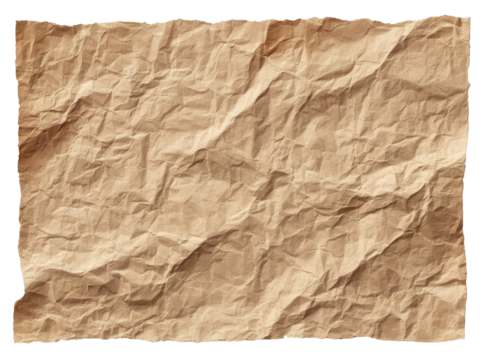 A crumpled sheet of aged, light brown paper