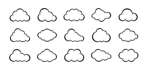 cloud collection vector set. rain, overcast, cloudy, sky, nature.