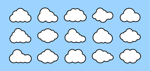 cloud collection vector set. rain, overcast, cloudy, sky, nature.