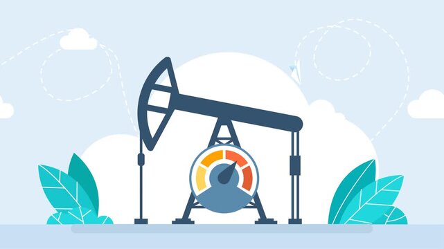 Measuring device. Oil pump. Increase oil production capacity. Extraction technology, Gas market, Well drilling innovation, Petroleum production technology, Fossil fuel, Energy economy. 2d animation	
