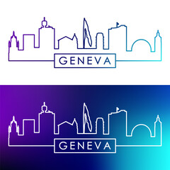 Geneva skyline. Colorful linear style. Single line. Editable vector file.