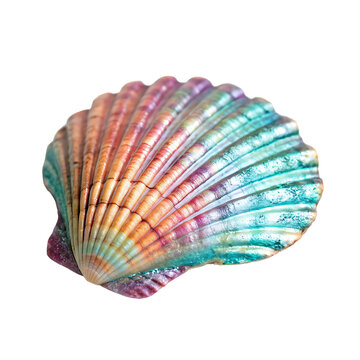 A beautiful and colorful ocean seashell isolated on a transparent background png