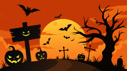 spooky halloween scene glowing jackolantern