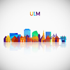 Ulm skyline silhouette in colorful geometric style. Symbol for your design. Vector illustration.
