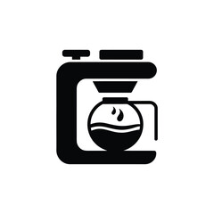 Black and White Coffee Maker Icon for Morning Brew Illustration