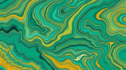 Abstract green and yellow marble texture with swirling lines for creative backgrounds