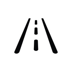 Simple black and white road icon with dashed center line