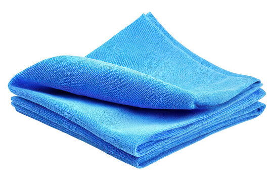 Folded, vibrant blue cleaning cloth