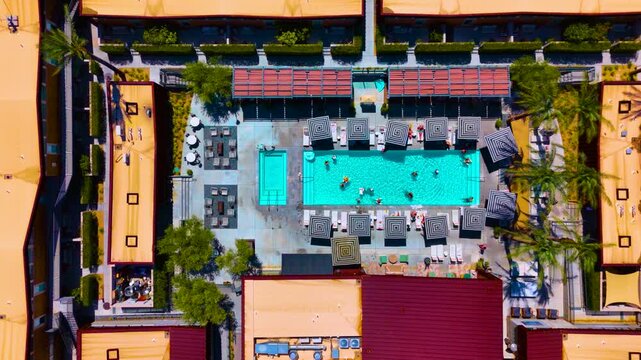 Top Down View of Hotel Pool with Guests