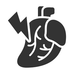 Heart Attack Icon Glyph Style. Vector Illustration Design